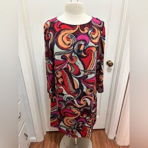 Maeve Multicolor Swirl Long Sleeve Dress